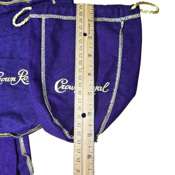 Lot of 3 Crown Royal Bags: 13", 8.5", 7.5" all Excellent, Purple with Gold - Picture 4 of 6